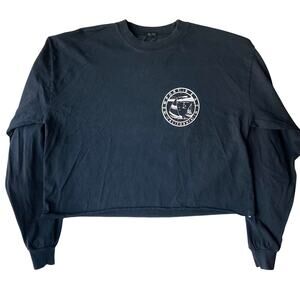 John Gilt Women Long Sleeve Crewneck Crop Top Shirt size M, Black, Newport CA